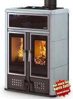 Klover DUAL Kombi Kaminofen Holz Pellet wasserführend silber 27,4 kw